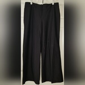 Black With Pink Pinstripe Wide-Leg Pants